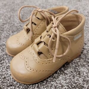 Angelitos Baby Toddler Leather Wingtip Oxford Shoes Size 20 Made in Spain Tan